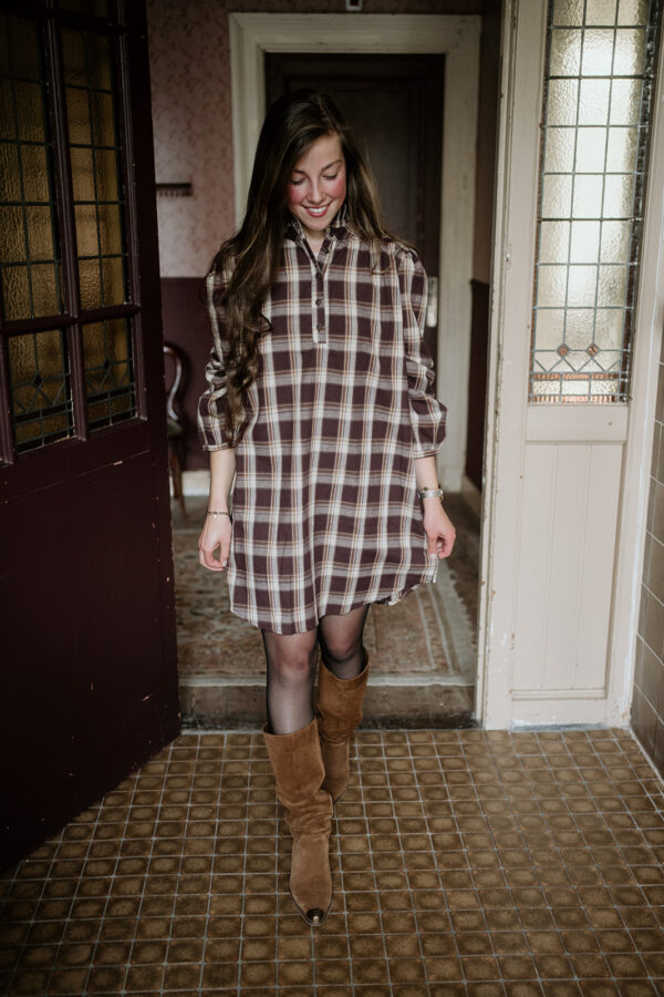 Retro Jurk Geruit | Bordeaux