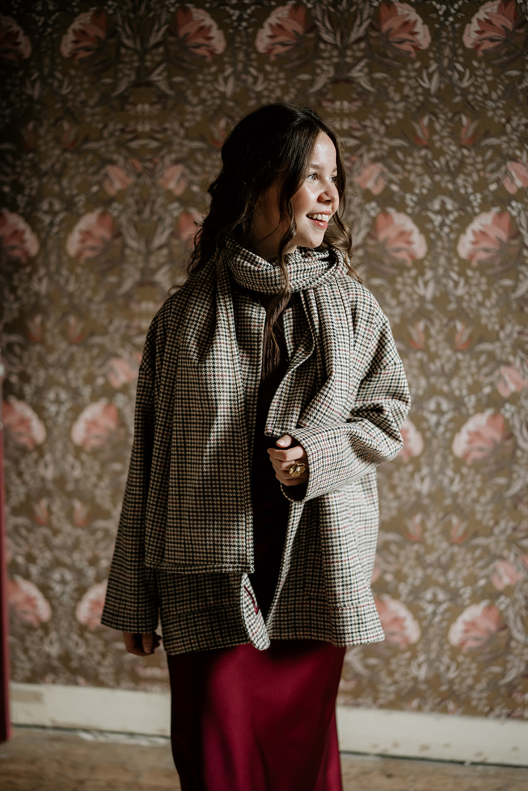 Jas Met Sjaal Amélie Amélie | Geruit Met Rode Tint