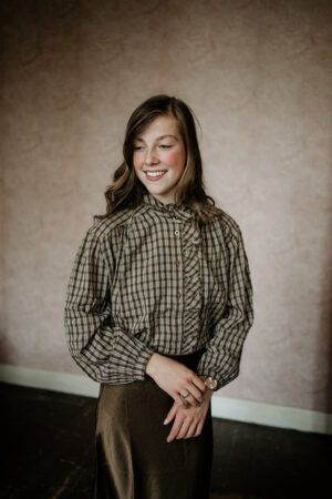 Blouse Geruit Retro | Bruin