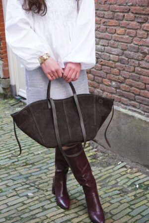 Suède leren handtas | Bruin